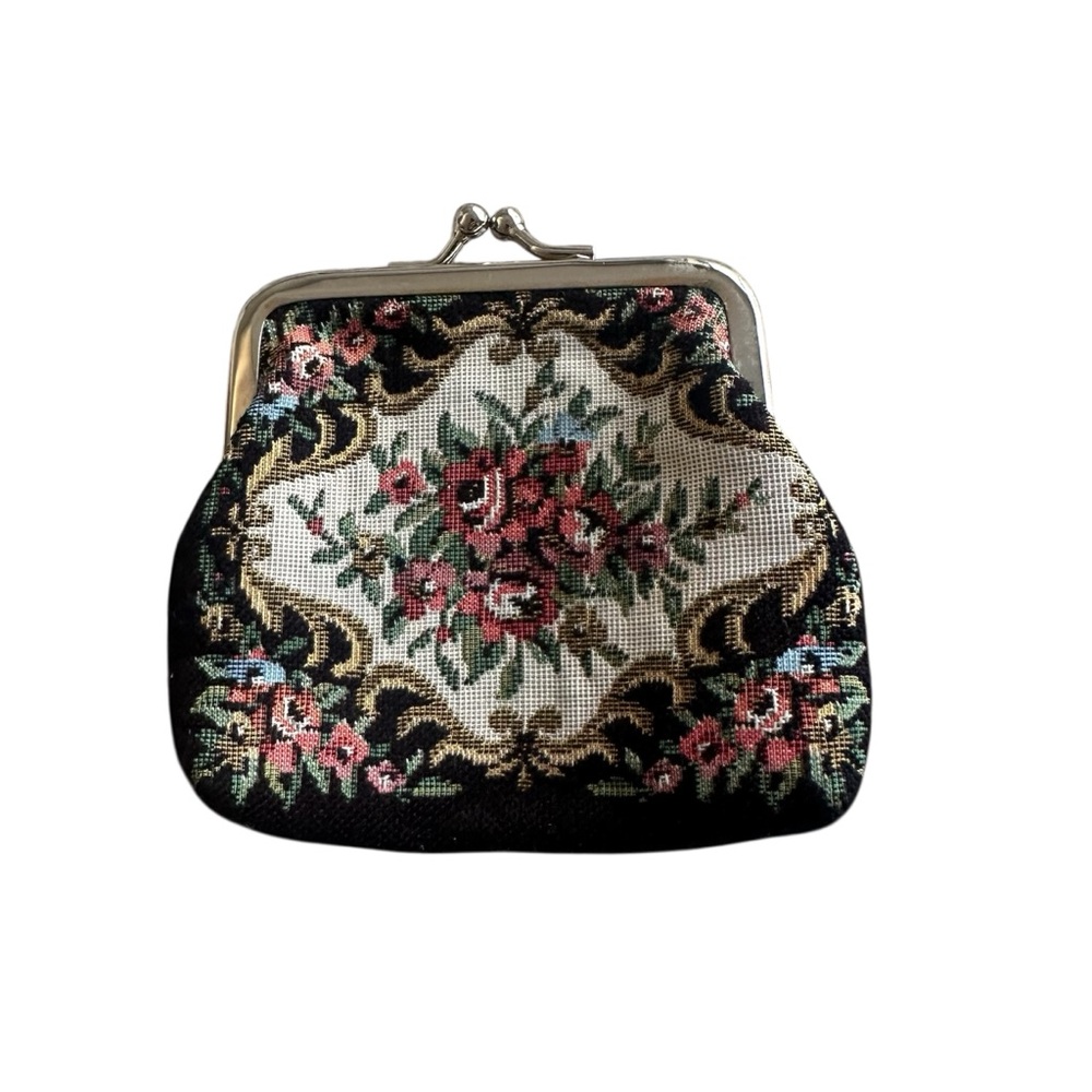 Floral tapestry coin purse with metal frame from Austria - Picture 2 of 3